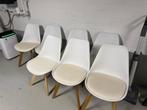 7x Scandinavische Stoelen Set - PU-Leder Beukenhout Design, Huis en Inrichting, Stoelen, Gebruikt, Wit, Vijf, Zes of meer stoelen