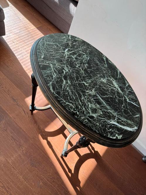 Antiek Houten Tafeltje met Groen Marmer, Antiek en Kunst, Antiek | Meubels | Tafels, Ophalen