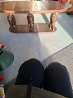 Ovale houten salontafel met olifantenpoten, Gebruikt, 100 tot 150 cm, Vintage, Ophalen of Verzenden