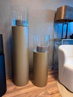 Stalen Windlichten - Brass & Matzwart - Set van 2, Huis en Inrichting, Woonaccessoires | Kandelaars en Kaarsen, Ophalen, Zwart