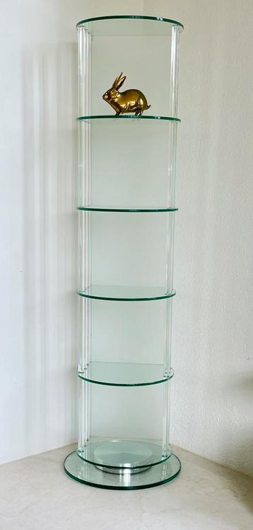 Vintage glazen vitrine etagère display draaibaar beschikbaar voor biedingen