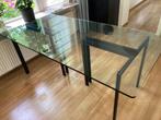 Eettafel glas glazen tafel metaal zwart, Huis en Inrichting, Tafels | Eettafels, Ophalen, Gebruikt, 50 tot 100 cm, Vijf personen of meer
