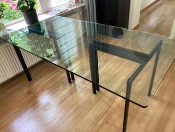 Eettafel glas glazen tafel metaal zwart beschikbaar voor biedingen