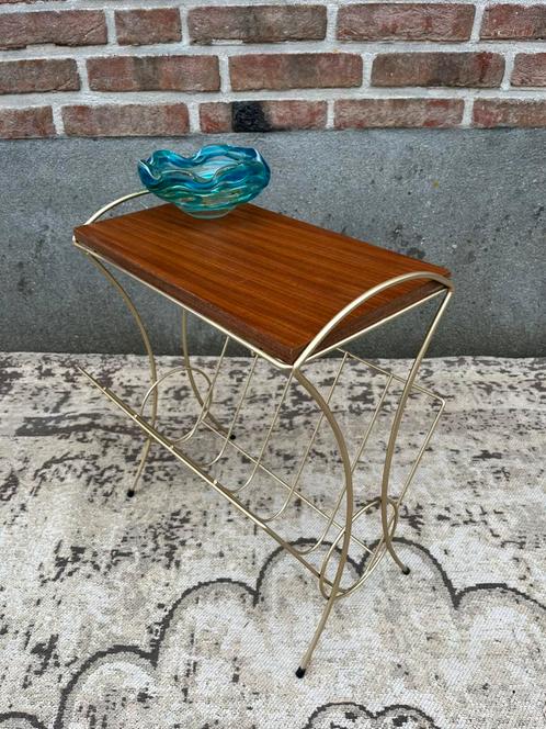 Vintage mid century lectuur tafeltje, Huis en Inrichting, Tafels | Bijzettafels, Rechthoekig, Minder dan 45 cm, Minder dan 55 cm