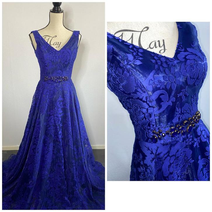 Royal Blauwe Galajurk XS/S - Geschikt voor Lange Dames, Kleding | Dames, Jurken, Zo goed als nieuw, Maat 34 (XS) of kleiner, Blauw