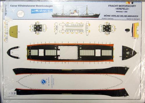 (90) Bouwplaat vrachtschip Krefeld 1/500, Hobby en Vrije tijd, Modelbouw | Boten en Schepen, Zo goed als nieuw, 1:200 of kleiner