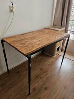 Vintage bureau/ tafel (metaal en hout), Huis en Inrichting, Tafels | Eettafels, Ophalen, Gebruikt, 100 tot 150 cm, 50 tot 100 cm