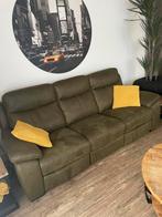 Comfortabele elektrische groene relax 3-zitsbank, Ophalen, 75 tot 100 cm, Zo goed als nieuw, Rechte bank