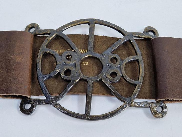 Vintage Helene Xavier Paris Leren riem brutalist Design ´70, Kleding | Dames, Riemen en Ceinturen, Zo goed als nieuw, Tailleriem