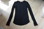 Ambika - Zwarte minirib top - S, Kleding | Dames, Tops, Zwart, Ophalen of Verzenden, Lange mouw, Maat 36 (S)