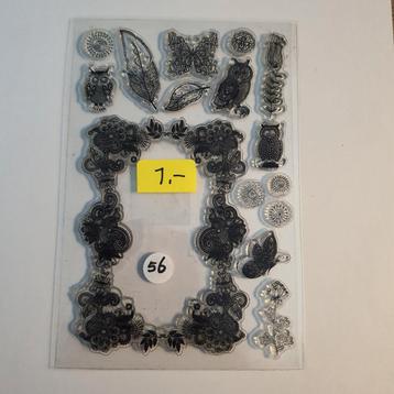 Clear Stamp Set Uilen, Vlinders, Bloemen beschikbaar voor biedingen