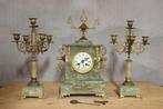 schouwklok met kandelaars marmer antiek  Winschoten, Antiek en Kunst, Ophalen of Verzenden
