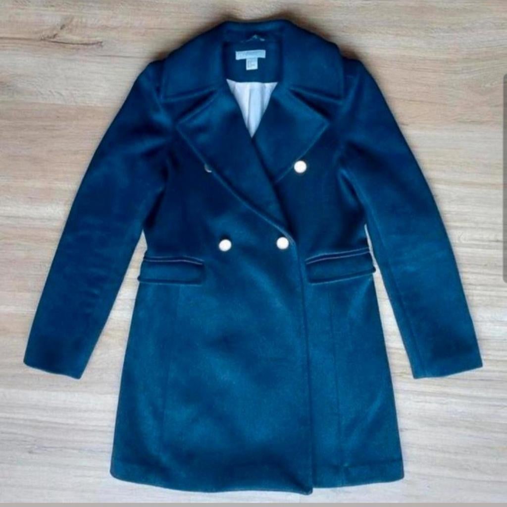 H&M donkerblauwe wollen jas, winterjas maat 38 marinelook, Kleding | Dames, Jassen | Winter, Zo goed als nieuw, Maat 38/40 (M)