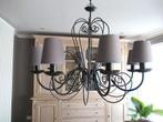 Kroonluchter / hanglamp met grijze lampenkapjes, Ophalen, Zo goed als nieuw, Landelijk