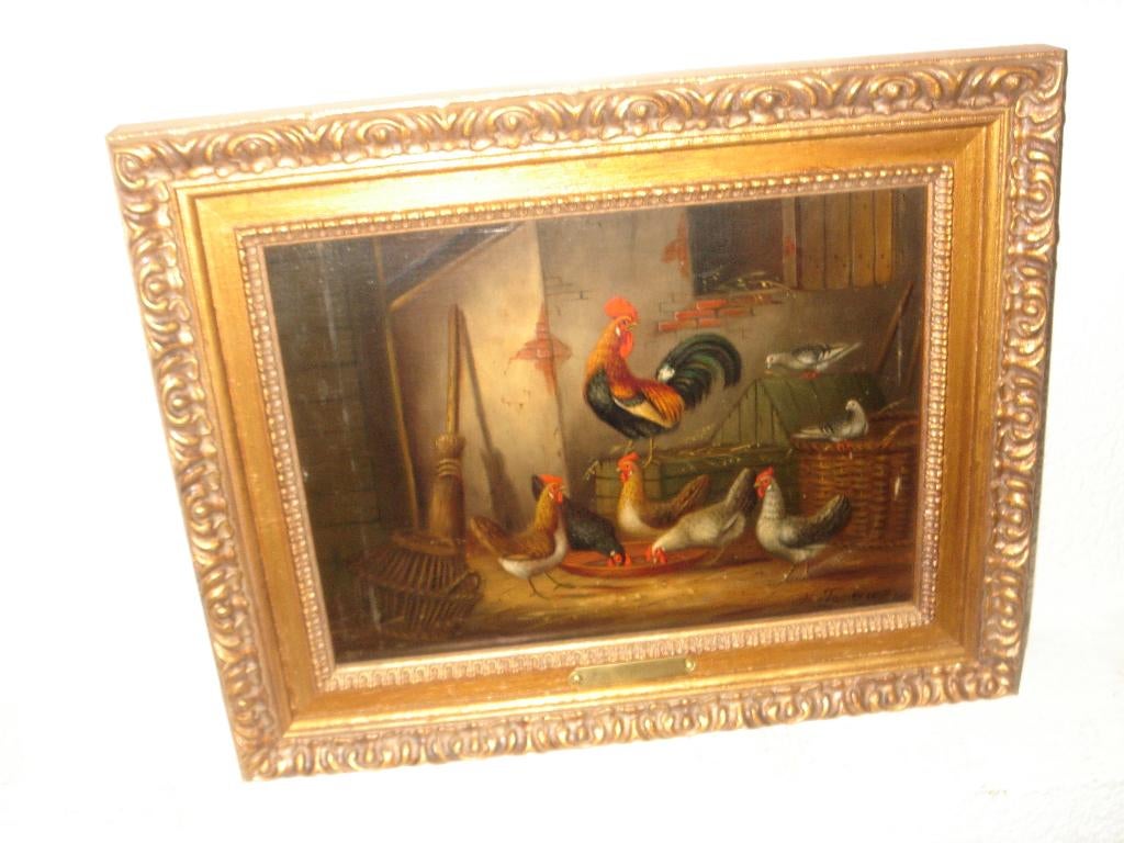 Hermanus van Tankeren (1900 - 1980), Chickens and pigeons., Antiek en Kunst, Kunst | Schilderijen | Klassiek, Ophalen of Verzenden