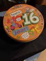 Hoera 16 jaar snoep koekblik, Verzamelen, Blikken, Ophalen of Verzenden, Zo goed als nieuw, Koek(jes)