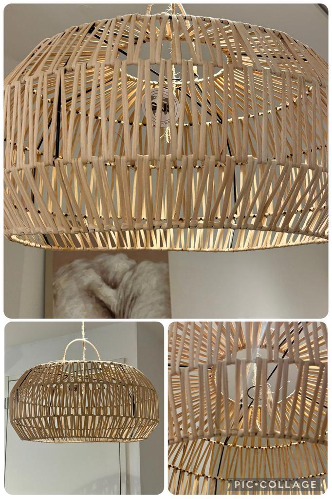 Rotan hanglamp- afhalen NU 55,-, Huis en Inrichting, Lampen | Hanglampen, Nieuw, 50 tot 75 cm, Overige materialen, Ophalen