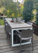 Grote buitentafel 240x80 Staal & Eiken, Tuin en Terras, Tuintafels, Ophalen, Zo goed als nieuw, Rechthoekig, Metaal