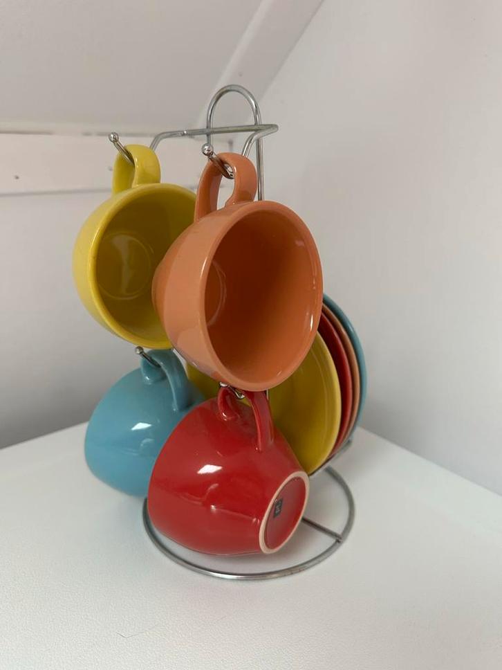 Gibson Café Amaretto Mokkenset met Rek, Huis en Inrichting, Keuken | Servies, Nieuw, Kop(pen) en/of Schotel(s), Effen, Keramiek