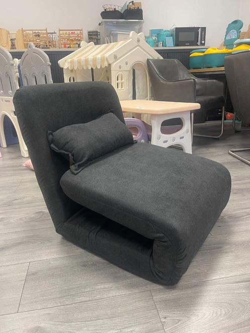 Luxe Slaapfauteuil - uitvouwbaar Chair & Bed +kussen Zwart, Huis en Inrichting, Fauteuils, Nieuw, Stof, 50 tot 75 cm, 75 tot 100 cm