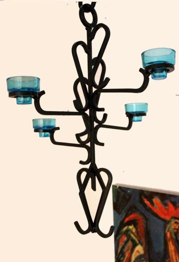 Jaren 70 brutalist Deense hangende kaarsenhouder beschikbaar voor biedingen