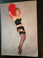 Vrouw met rode boa lingerie vintage, Ophalen of Verzenden, 1960 tot 1980, Gelopen