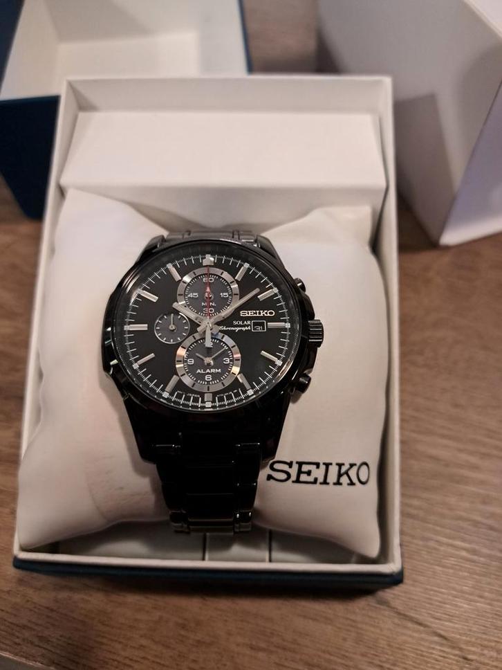 Seiko SSC095 Chronograph Solar, Sieraden, Tassen en Uiterlijk, Horloges | Heren, Zo goed als nieuw, Seiko, Staal, Staal, Ophalen of Verzenden