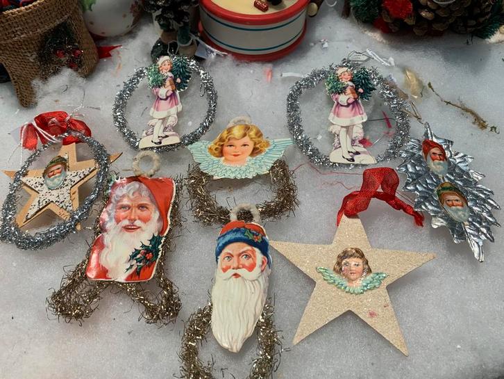 #kerst Antieke tinsel ornamenten kerst ballen, Diversen, Kerst, Gebruikt, Ophalen of Verzenden