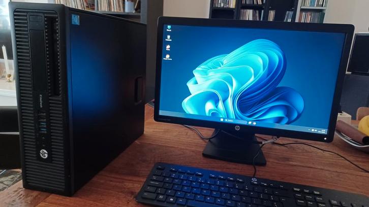 Hp 800 G1 EliteDesk intel i5 met Windows 11 set, Computers en Software, Desktop Pc's, Zo goed als nieuw, 3 tot 4 Ghz, HDD, SSD