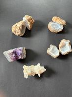 Amethist, Bergkristal en 3 open gebroken hole stenen., Ophalen of Verzenden, Mineraal
