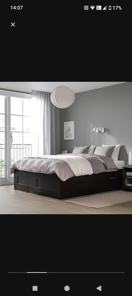 IKEA Brimnes Bedframe - Zwart, Huis en Inrichting, Slaapkamer | Bedden, Zo goed als nieuw, Tweepersoons, 160 cm, Hout, Zwart, Ophalen
