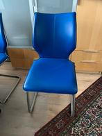 Eetkamerstoelen Luna 4 stuks leer, Apollo blauw, design, Ophalen, Gebruikt, Blauw, Leer