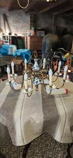 Brocante  delftsblauw porseleinen kroonluchter, Huis en Inrichting, Lampen | Kroonluchters, Ophalen, Zo goed als nieuw