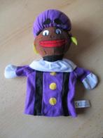 Sinterklaas Zwarte Piet pluche handpop paars pakje 26cm, Ophalen of Verzenden, Gebruikt