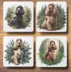 Engelse Cockerspaniël Bos onderzetters met houder, Ophalen of Verzenden, Nieuw, Glas of Kopje
