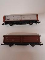 Set van 2 goederenwagons n spoor, Hobby en Vrije tijd, Modeltreinen | N-Spoor, Gebruikt, Gelijkstroom, Wagon, Ophalen of Verzenden