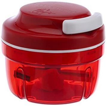 NIEUWSTAAT turbochef met 3 messen van TUPPERWARE  ROOD beschikbaar voor biedingen