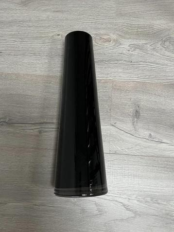 Mooie zwarte glazen cylindervaas 47 cm hoog