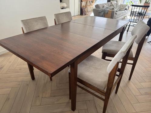 Vintage houten eetkamerset van Topform - Scandinavische stil, Huis en Inrichting, Complete eetkamers, Gebruikt, 4 tot 6 stoelen
