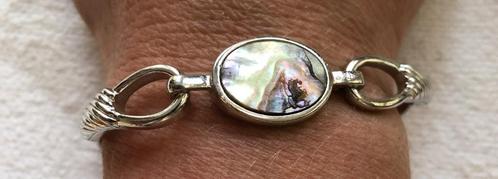 Manchet armband met Abalone, Sieraden, Tassen en Uiterlijk, Armbanden, Zo goed als nieuw, Overige materialen, Zilver, Ophalen of Verzenden