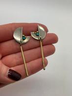 B317 Prachtige zilveren modernist oorbellen bicolor, Sieraden, Tassen en Uiterlijk, Oorbellen, Hangers, Ophalen of Verzenden, X