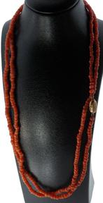 Sale Bloedkoraal antieke ketting 14k gouden slot dames, Verzenden, Goud, Ketting, Met edelsteen