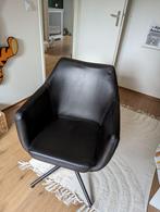 Nette zwarte (leren) stoel / fauteuil, Minder dan 75 cm, Gebruikt, Metaal, 50 tot 75 cm