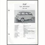 Fiat 600 Multipla Vraagbaak losbladig 1956-1959 #1 Nederland, Gelezen, Overige merken, Ophalen of Verzenden