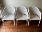 Vintage rotan faux bamboo Giorgetti fauteuils, stoel, Ophalen, Drie, Riet of Rotan, Wit
