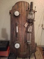 Weerstation met olielamp hout, koper glas, Antiek en Kunst, Ophalen