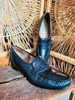 YV366: Vintage 80s Moccasin Slip on Shoes Schoenen, Zwart, Ophalen of Verzenden, Vintage, Espadrilles of Moccasins
