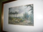 Ton Pape aquarel bos- duinlandschap 42x33cm M1, Antiek en Kunst, Kunst | Schilderijen | Klassiek, Ophalen of Verzenden