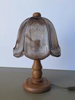 vintage Asmuth mushroom lamp glazen kap houten voet h= 47cm, Minder dan 50 cm, Gebruikt, Ophalen of Verzenden, Glas