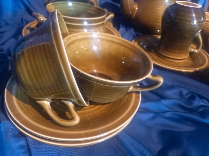 Vintage Aardewerk Servies mosgroen Goedewaagen, Antiek en Kunst, Antiek | Keramiek en Aardewerk, Ophalen of Verzenden